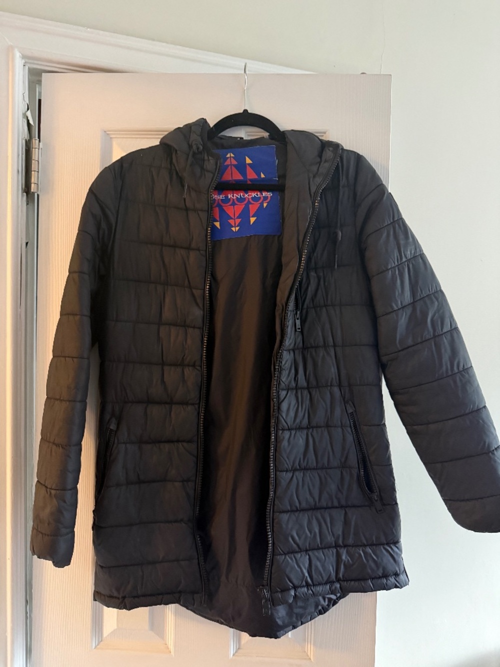 Moose Knuckles Black Hooded Lightweight Puffer Coat Size S
